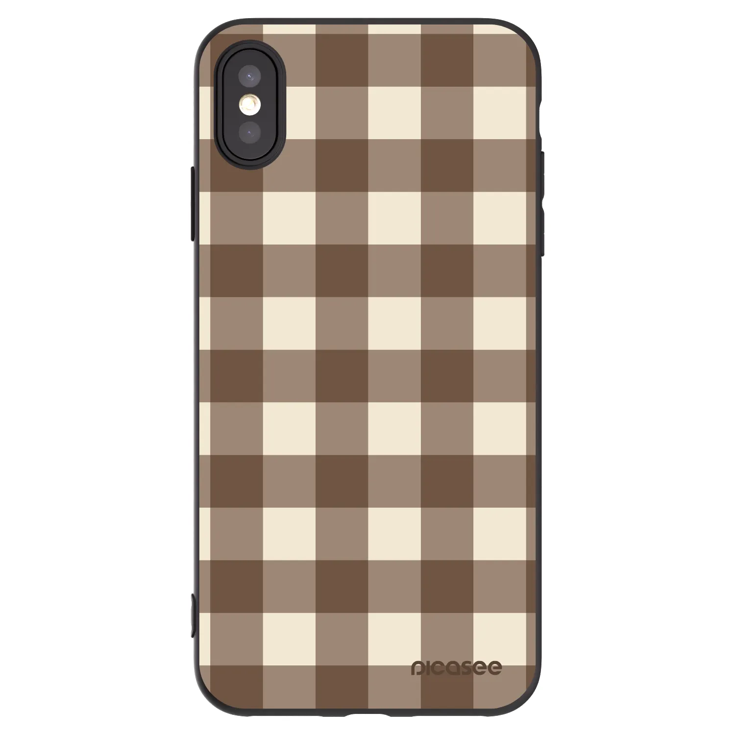 Picasee silikonski črni ovitek za Apple iPhone XS Max - Brown grid