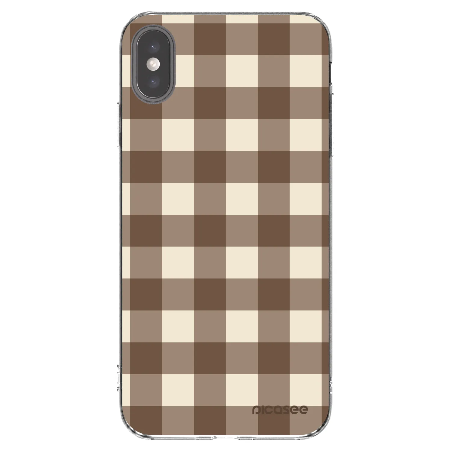 Picasee silikonski prozorni ovitek za Apple iPhone XS Max - Brown grid