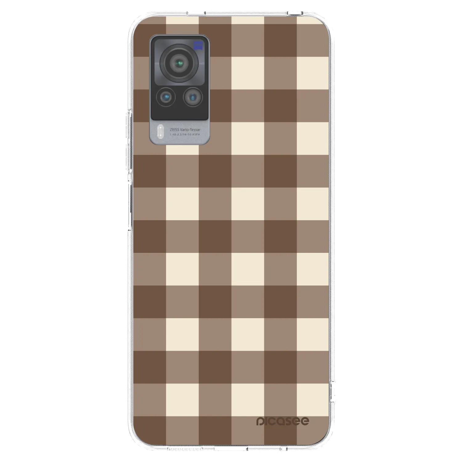 Picasee silikonski prozorni ovitek za Vivo X60 Pro 5G - Brown grid