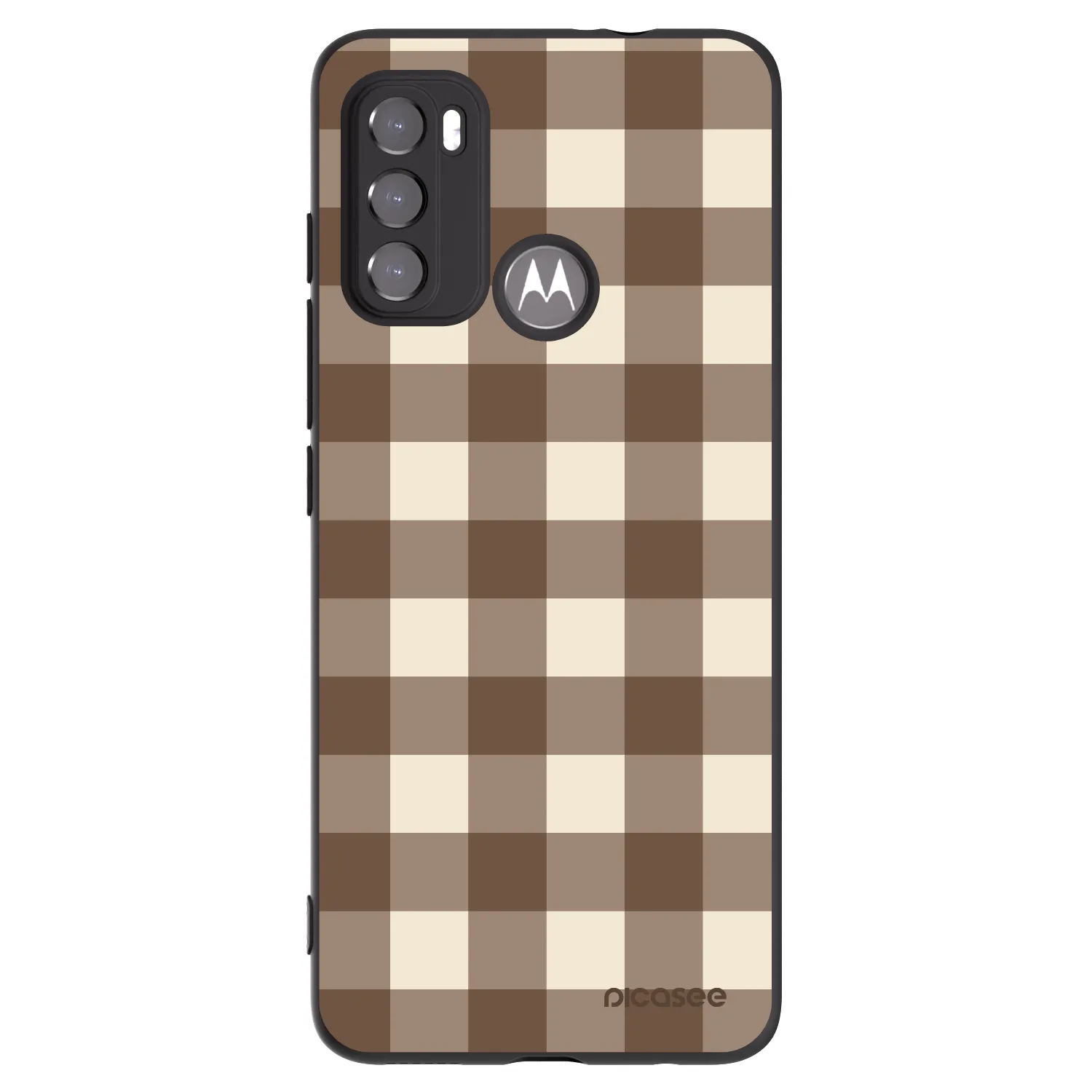 Picasee silikonski črni ovitek za Motorola Moto G60 - Brown grid
