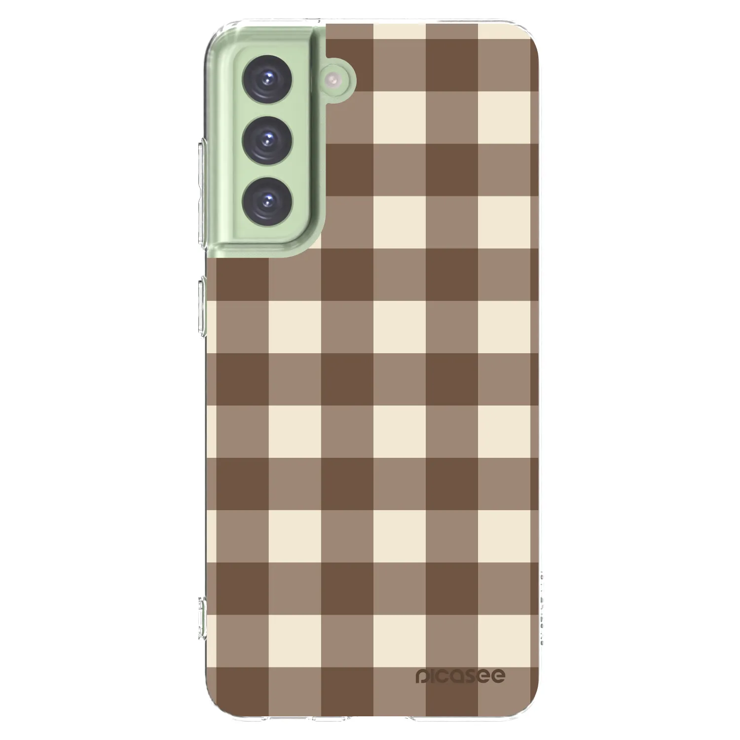 Picasee silikonski prozorni ovitek za Samsung Galaxy S21 FE 5G - Brown grid