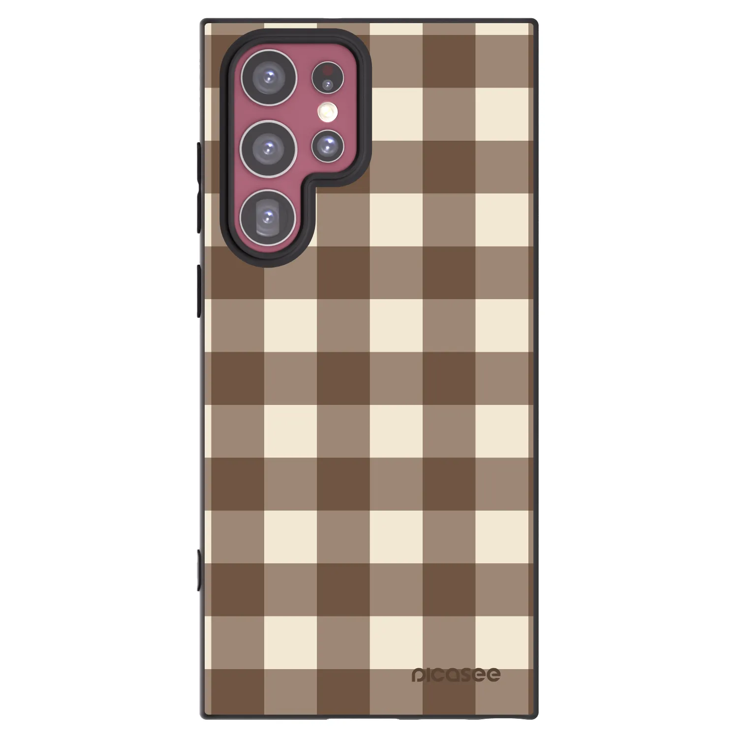 Picasee silikonski črni ovitek za Samsung Galaxy S22 Ultra 5G - Brown grid
