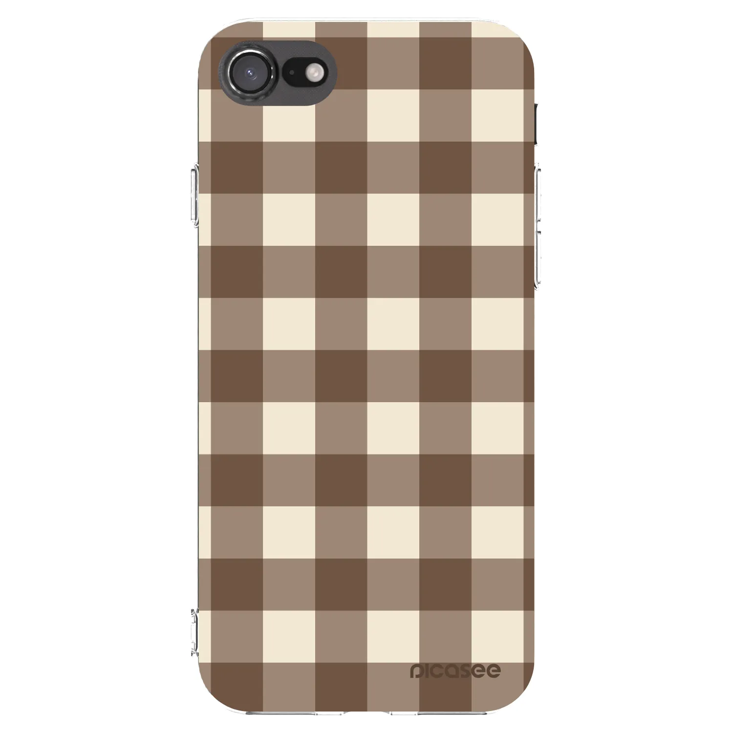 Picasee silikonski prozorni ovitek za Apple iPhone SE 2022 - Brown grid