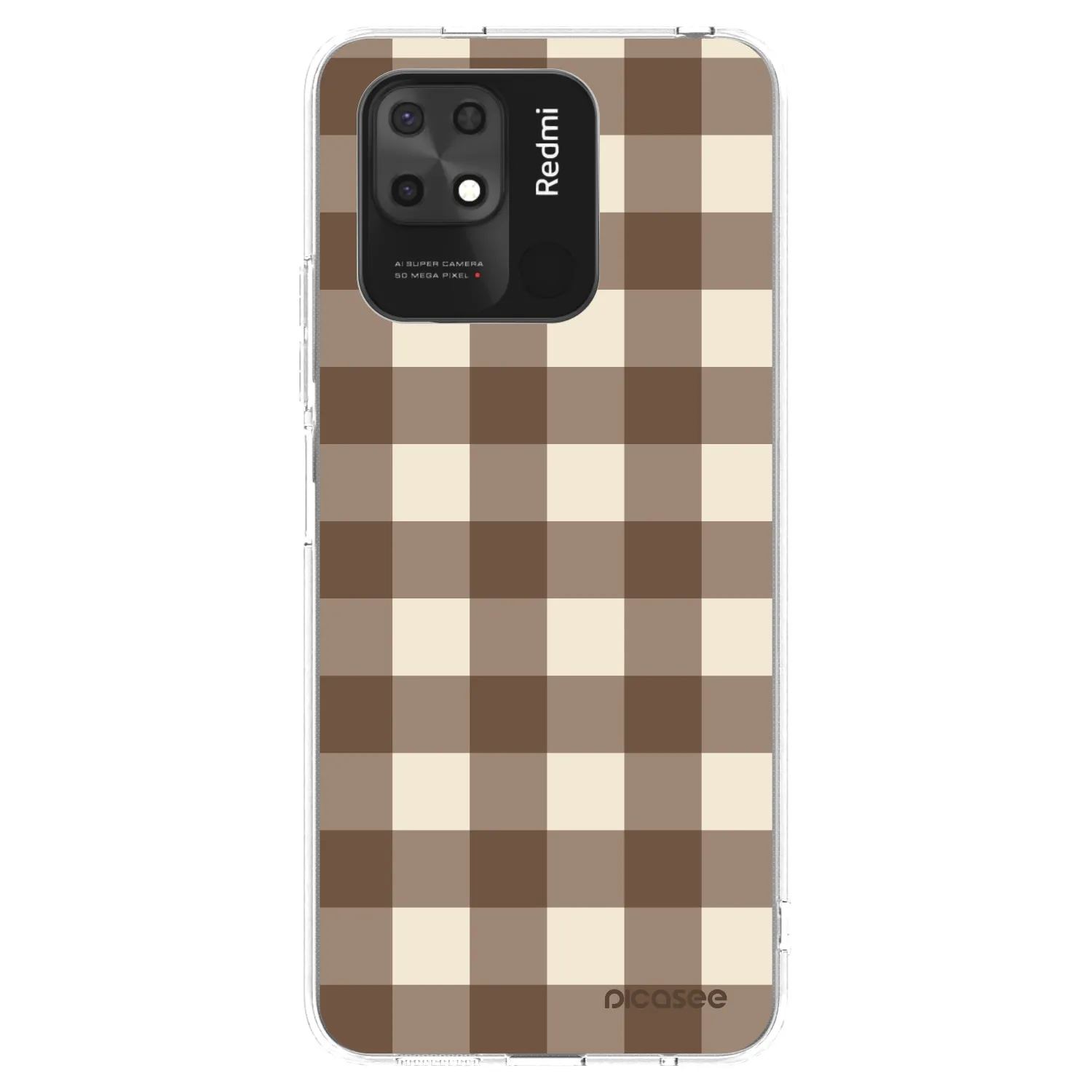 Picasee silikonski prozorni ovitek za Xiaomi Redmi 10C - Brown grid