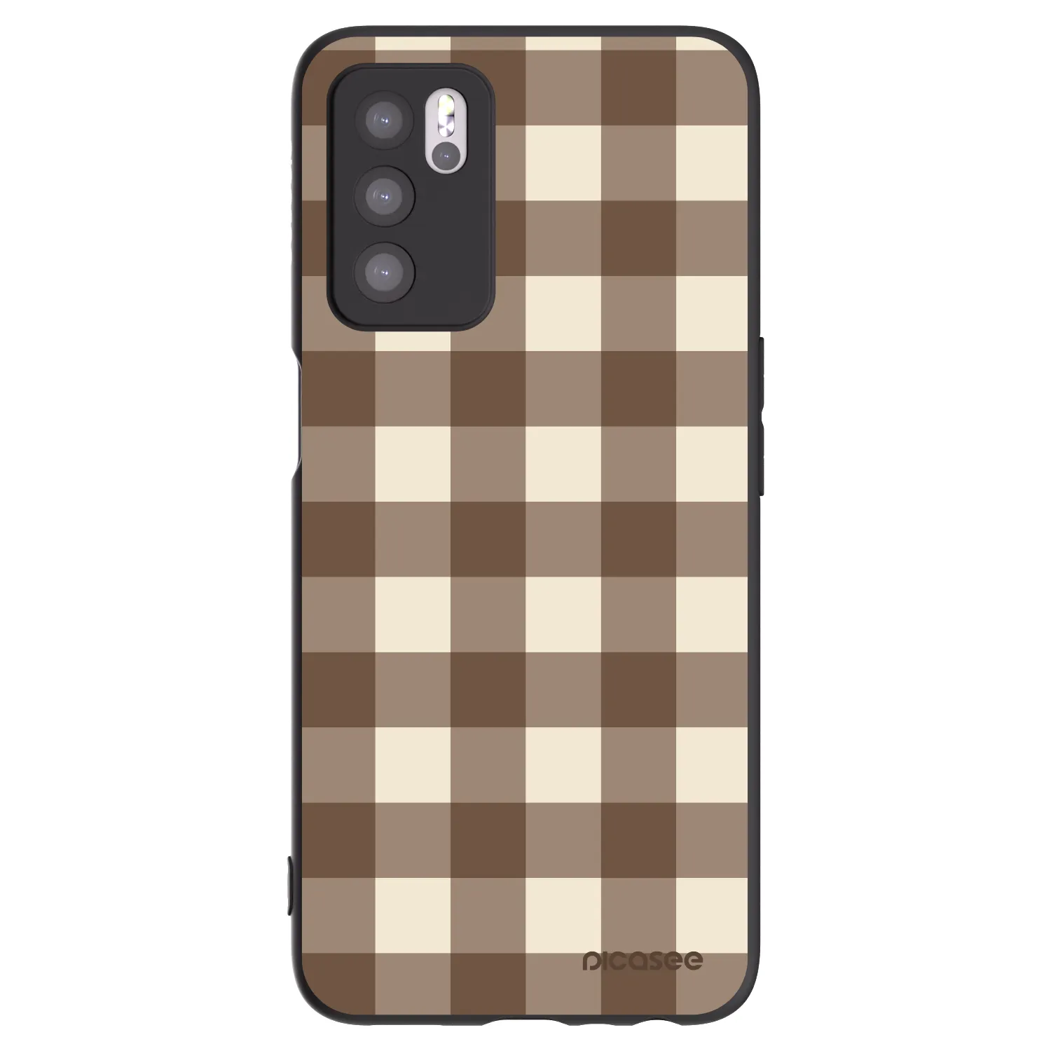 Picasee silikonski črni ovitek za OPPO A16s - Brown grid