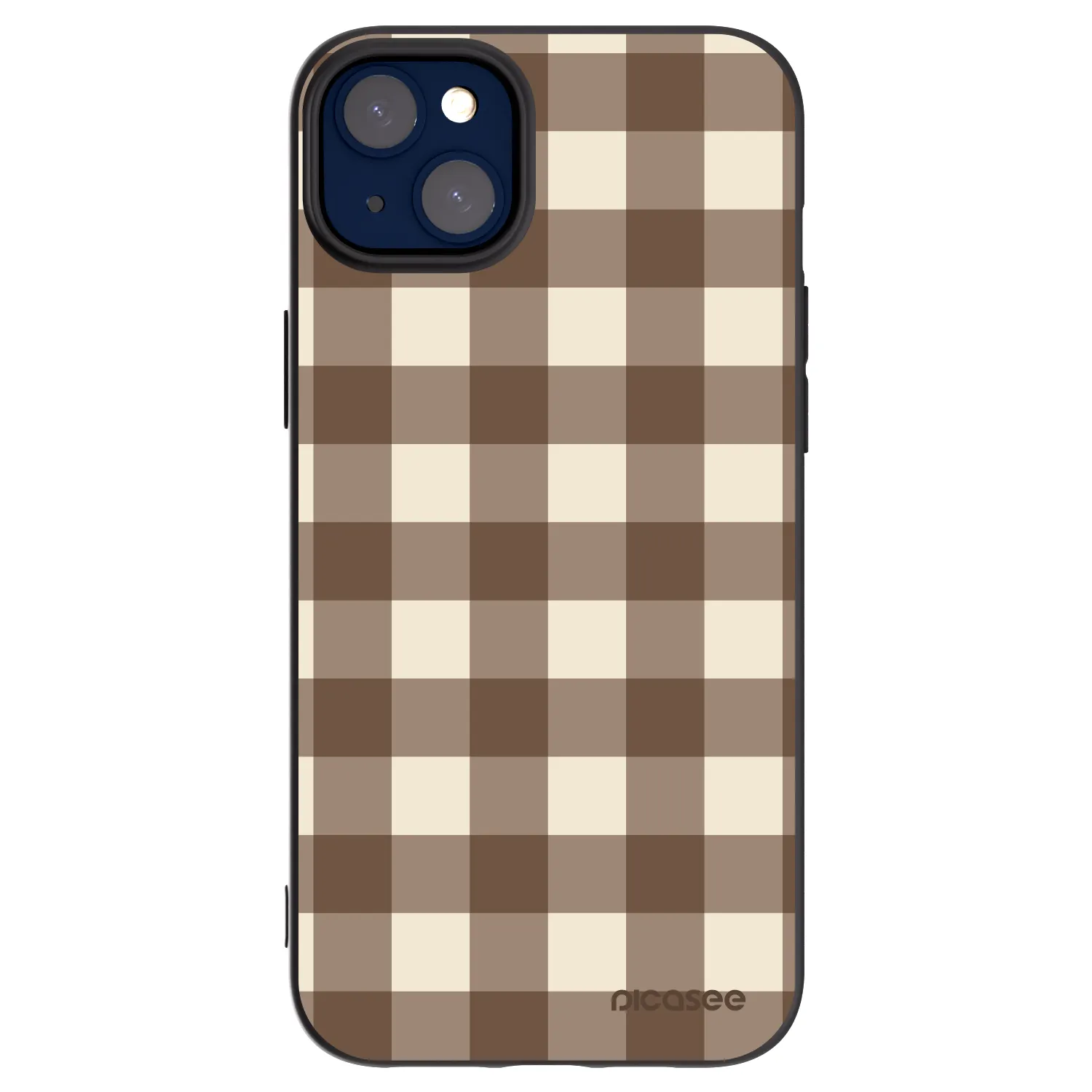 Picasee silikonski črni ovitek za Apple iPhone 14 Plus - Brown grid