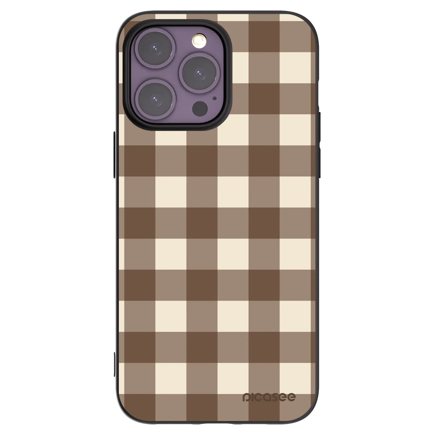 Picasee silikonski črni ovitek za Apple iPhone 14 Pro Max - Brown grid
