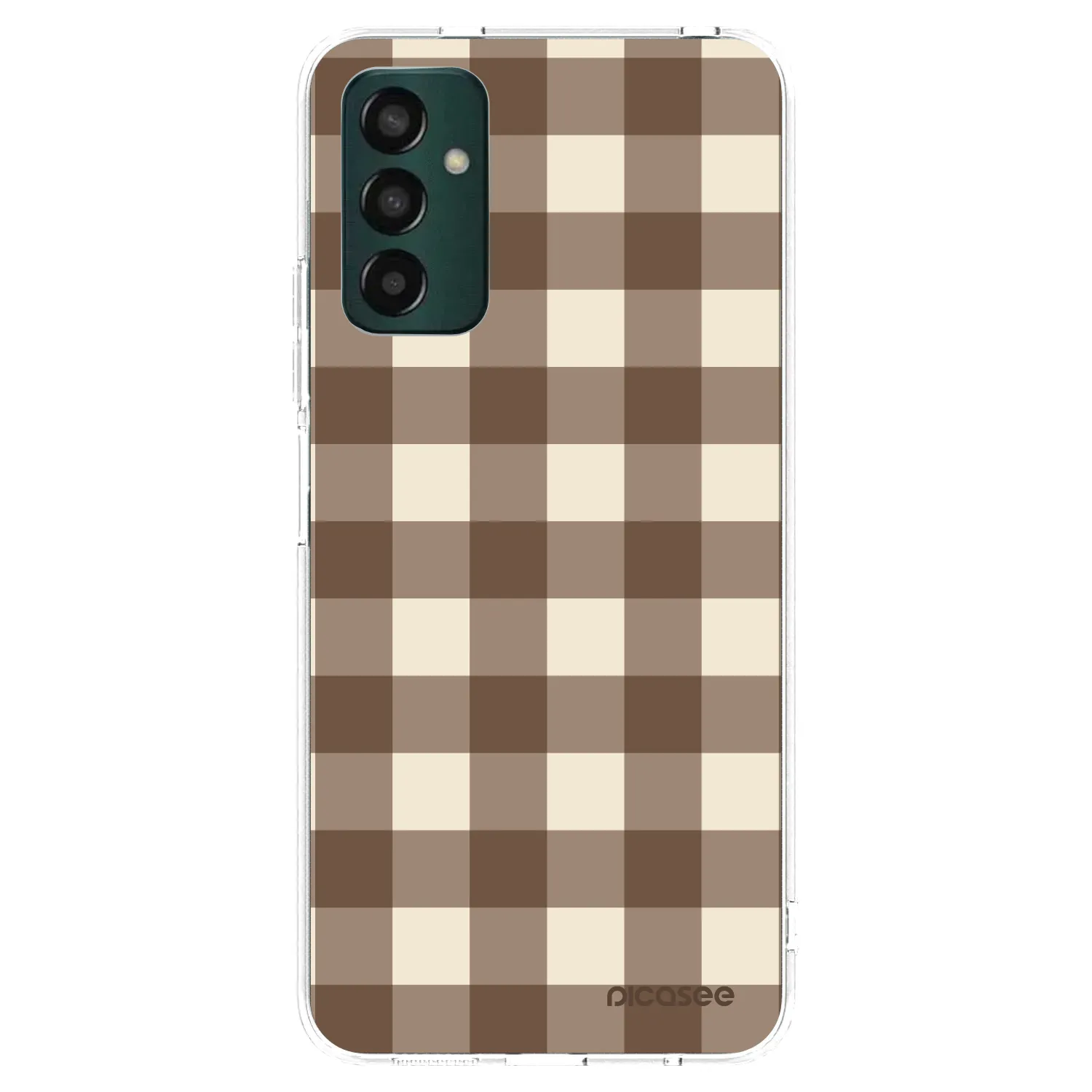 Picasee silikonski prozorni ovitek za Samsung Galaxy M13 M135F - Brown grid