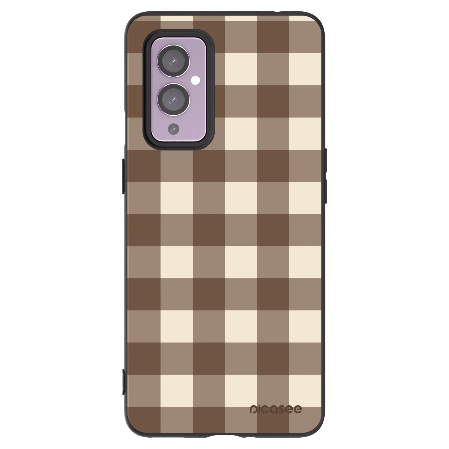 Picasee silikonski črni ovitek za OnePlus 9 - Brown grid