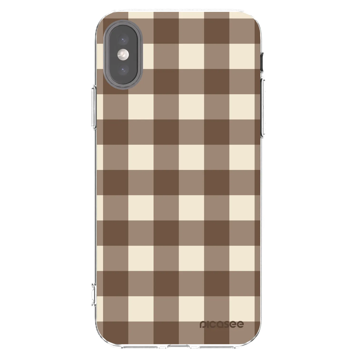 Picasee silikonski prozorni ovitek za Apple iPhone X/XS - Brown grid