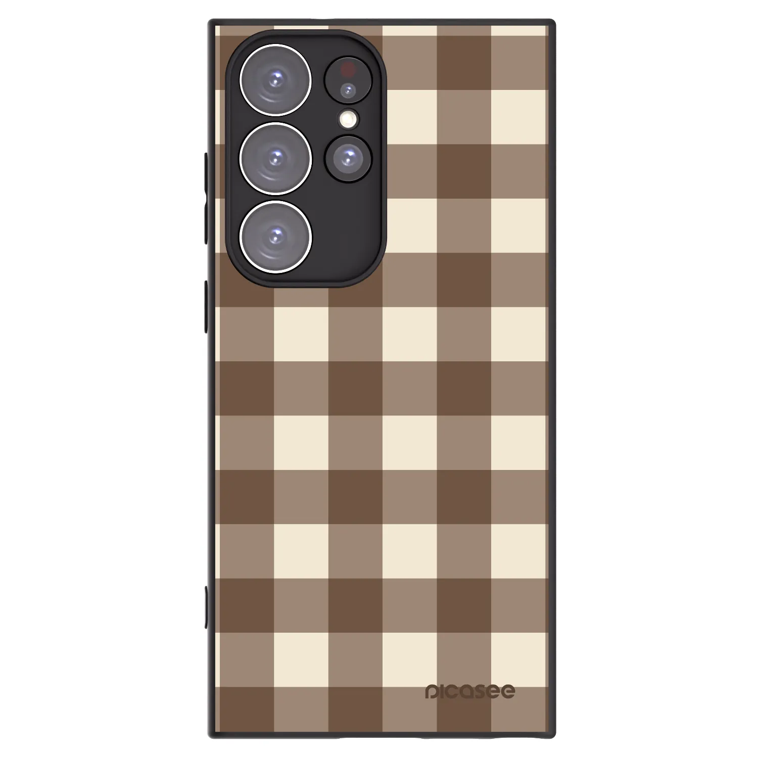 Picasee silikonski črni ovitek za Samsung Galaxy S23 Ultra 5G - Brown grid