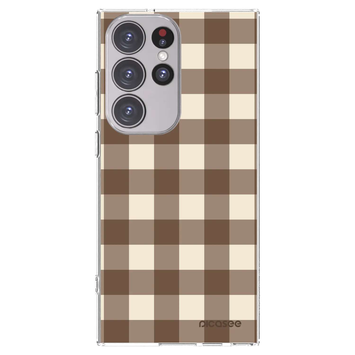 Picasee silikonski prozorni ovitek za Samsung Galaxy S23 Ultra 5G - Brown grid