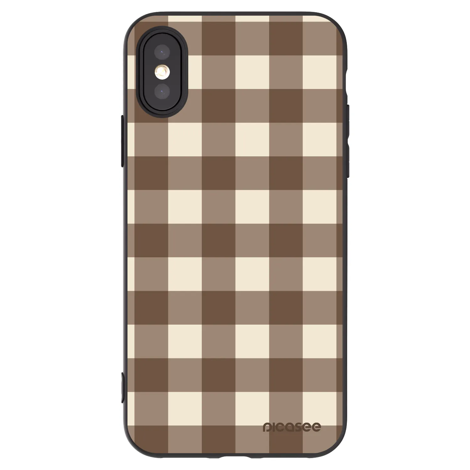 Picasee silikonski črni ovitek za Apple iPhone X/XS - Brown grid