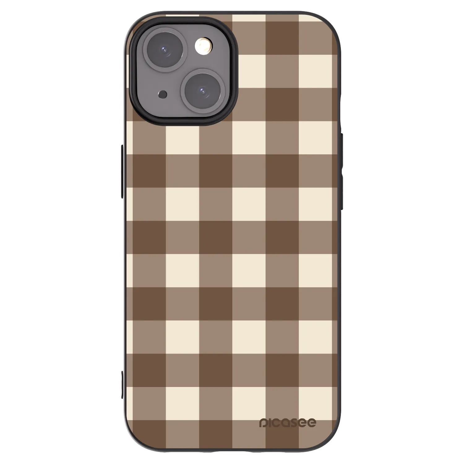 Picasee silikonski črni ovitek za Apple iPhone 15 - Brown grid