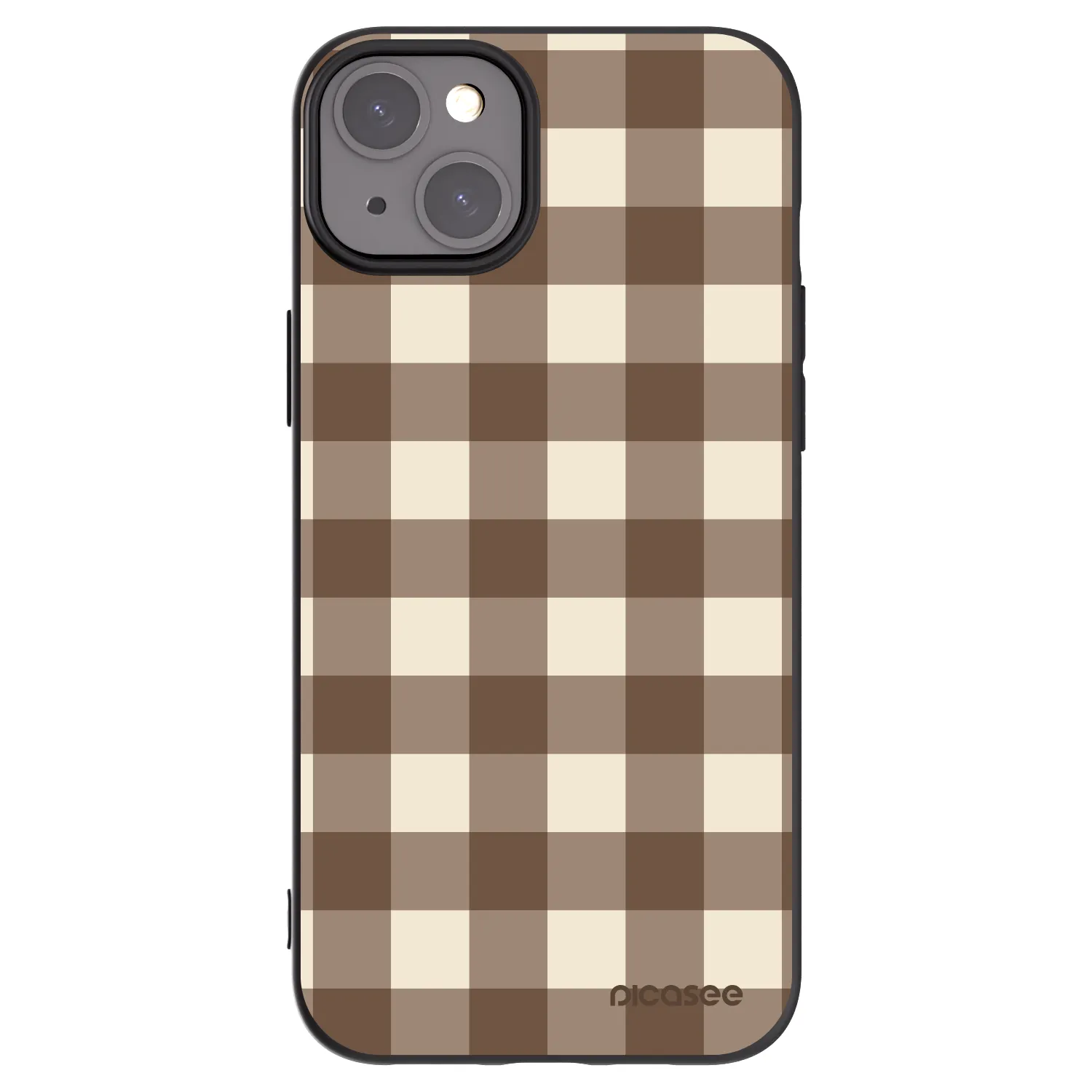 Picasee silikonski črni ovitek za Apple iPhone 15 Plus - Brown grid