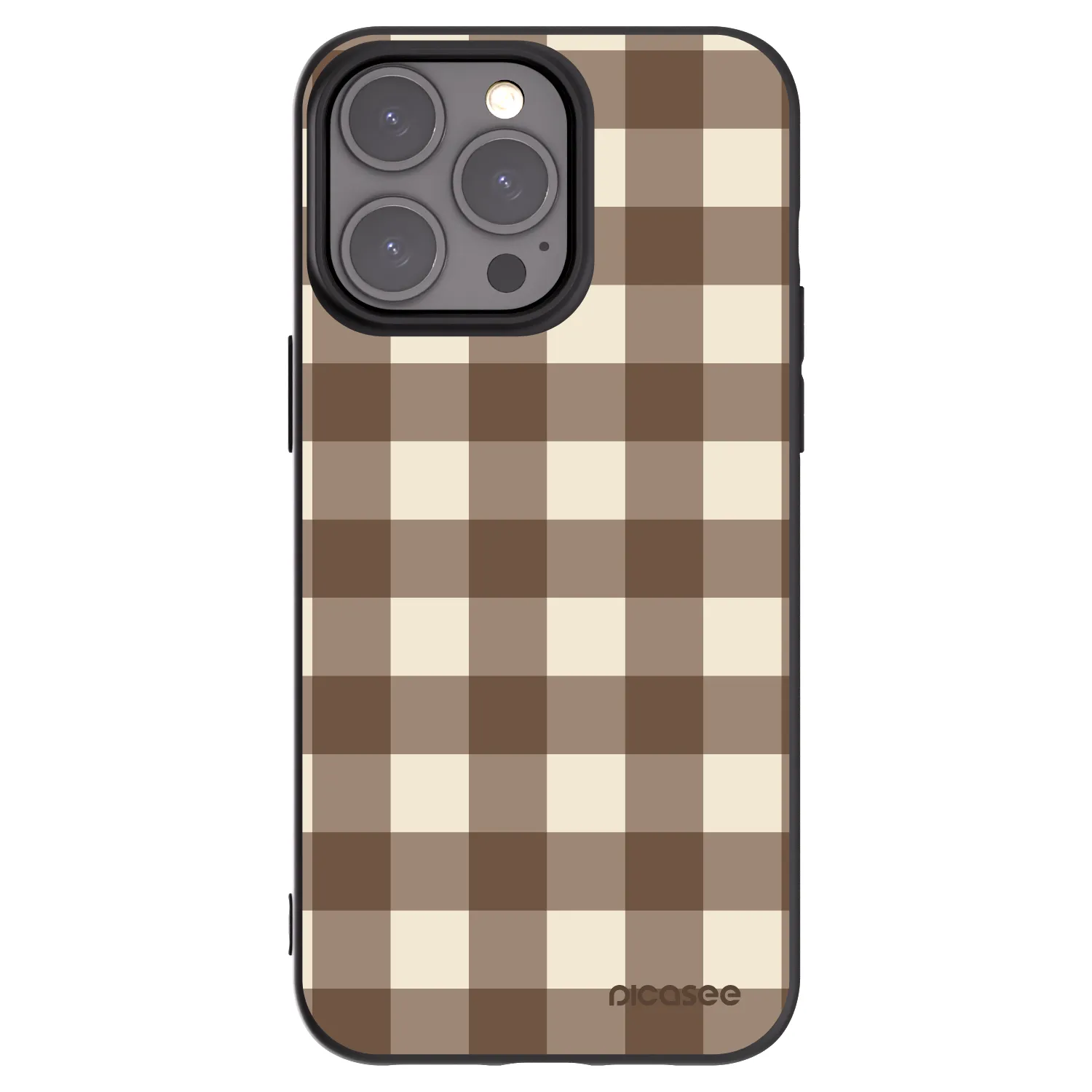 Picasee silikonski črni ovitek za Apple iPhone 15 Pro Max - Brown grid