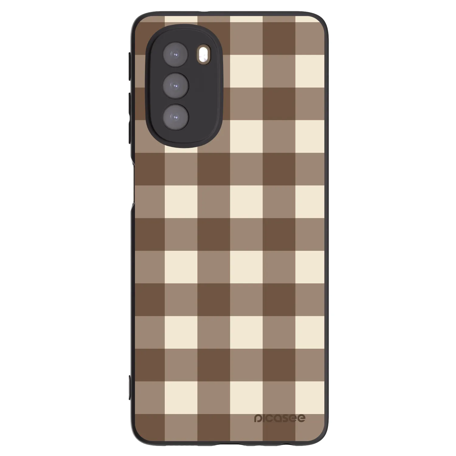 Picasee silikonski črni ovitek za Motorola Moto G51 - Brown grid