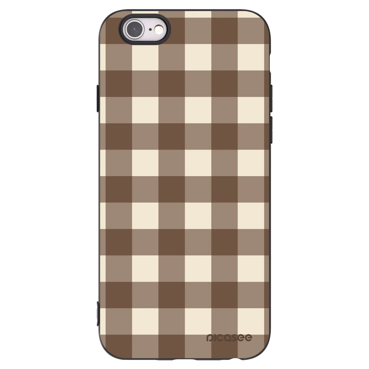 Picasee silikonski črni ovitek za Apple iPhone 6/6S - Brown grid