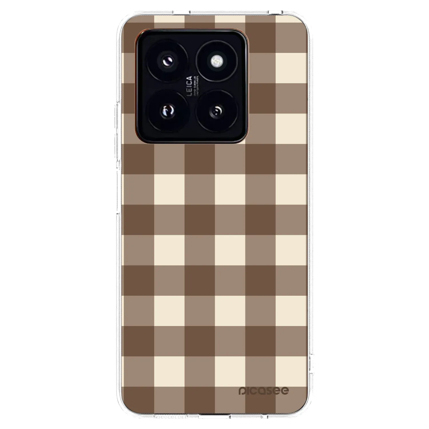 Picasee silikonski prozorni ovitek za Xiaomi 14 Pro - Brown grid