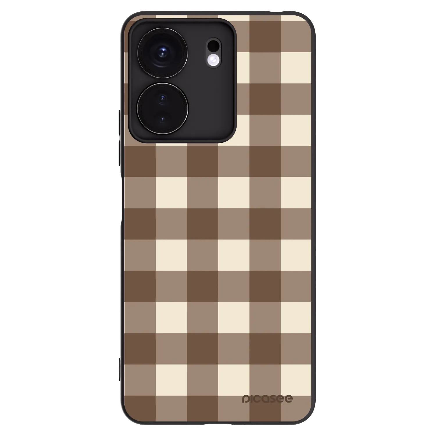 Picasee silikonski črni ovitek za Xiaomi Redmi 13C 4G - Brown grid