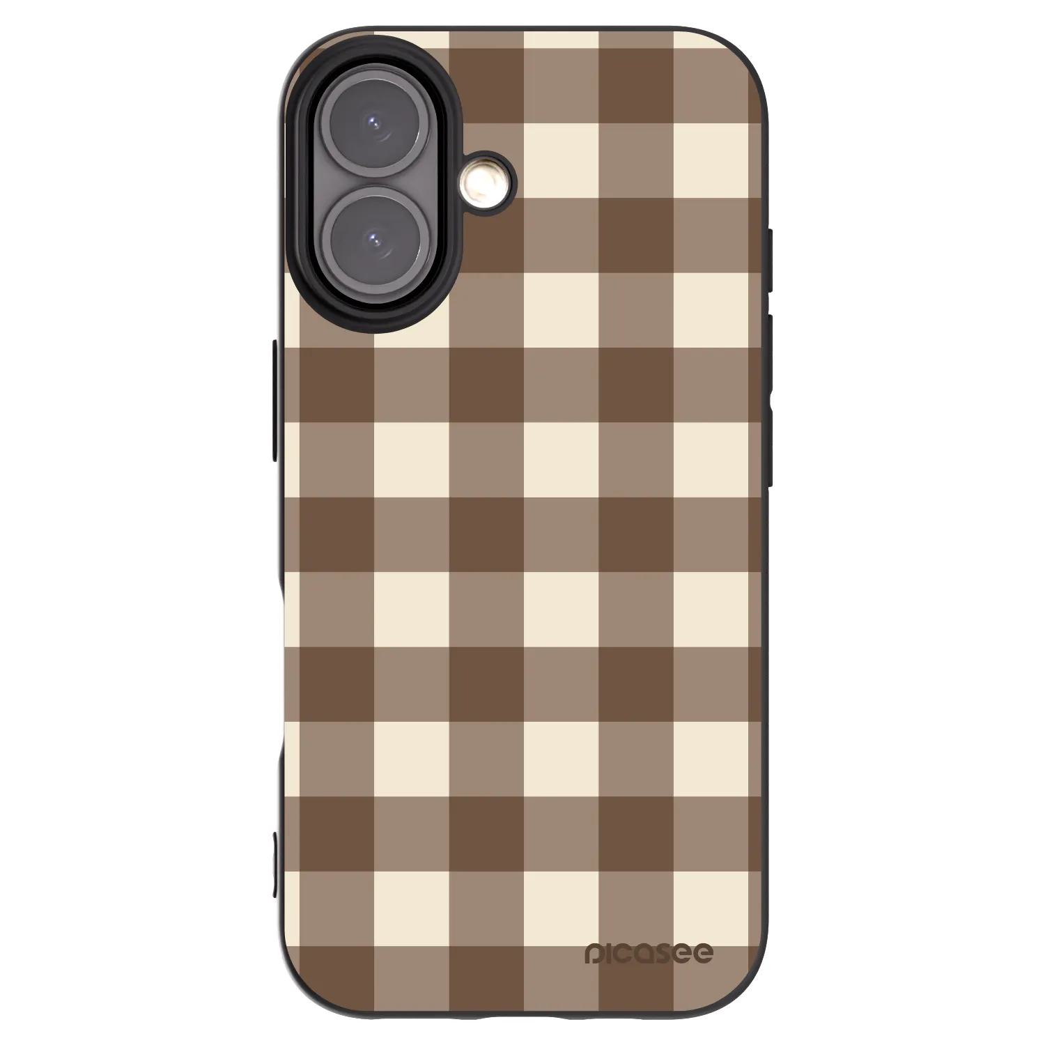 Picasee silikonski črni ovitek za Apple iPhone 16 - Brown grid