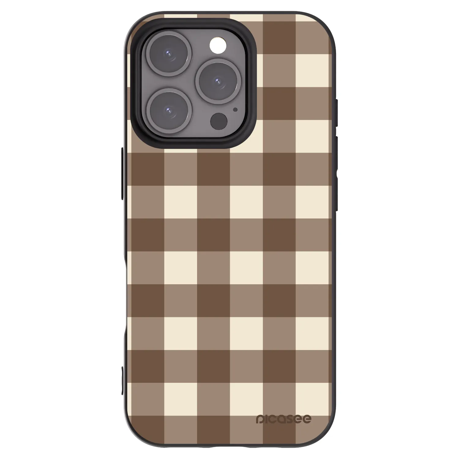Picasee silikonski črni ovitek za Apple iPhone 16 Pro - Brown grid