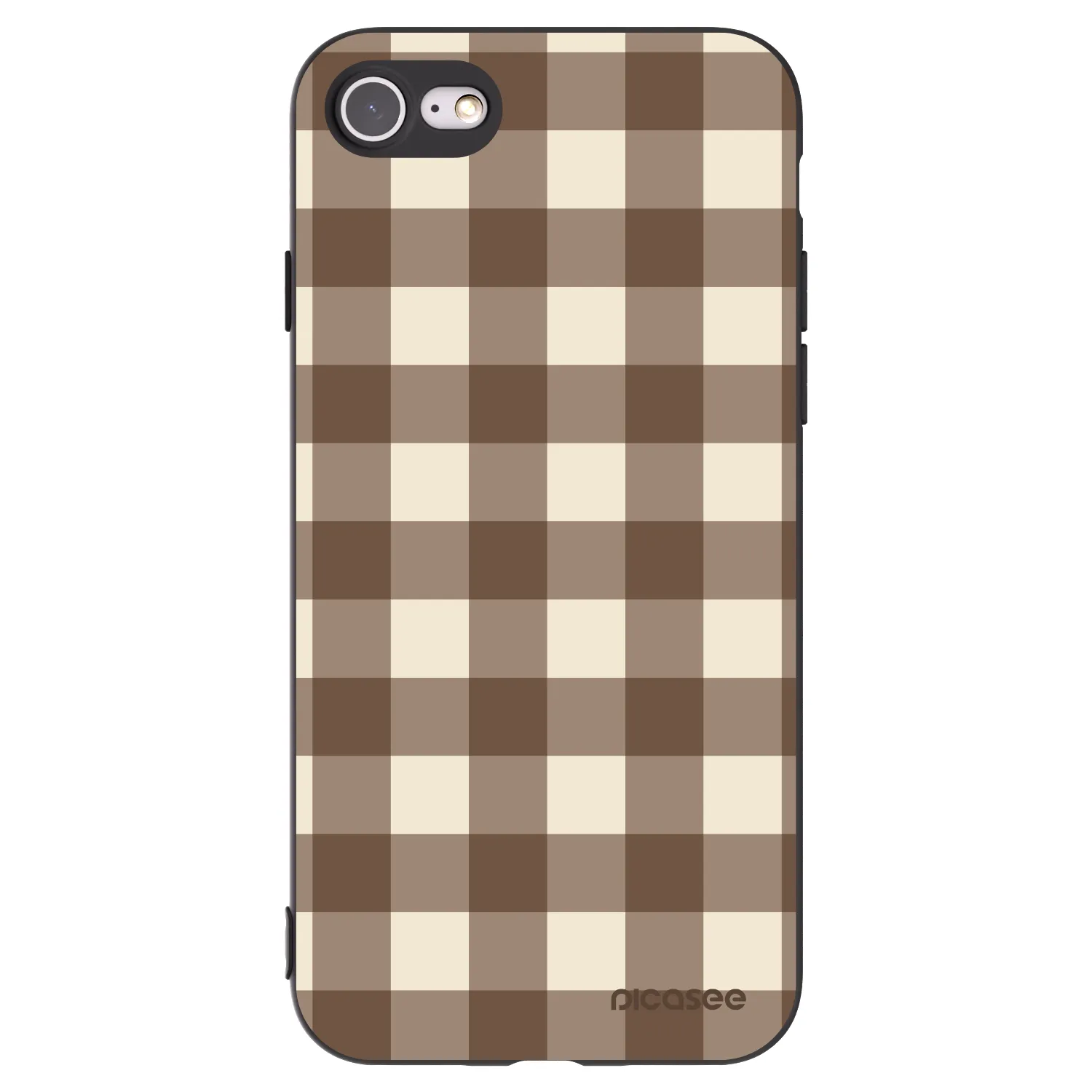 Picasee silikonski črni ovitek za Apple iPhone 8 - Brown grid