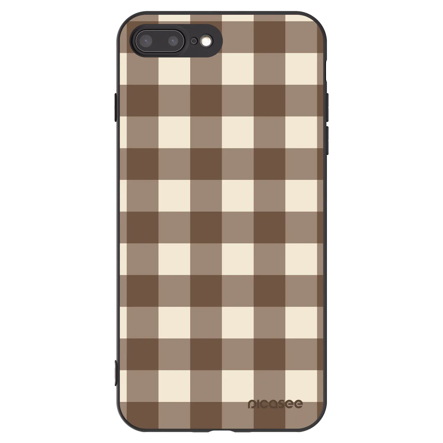 Picasee silikonski črni ovitek za Apple iPhone 7 Plus - Brown grid