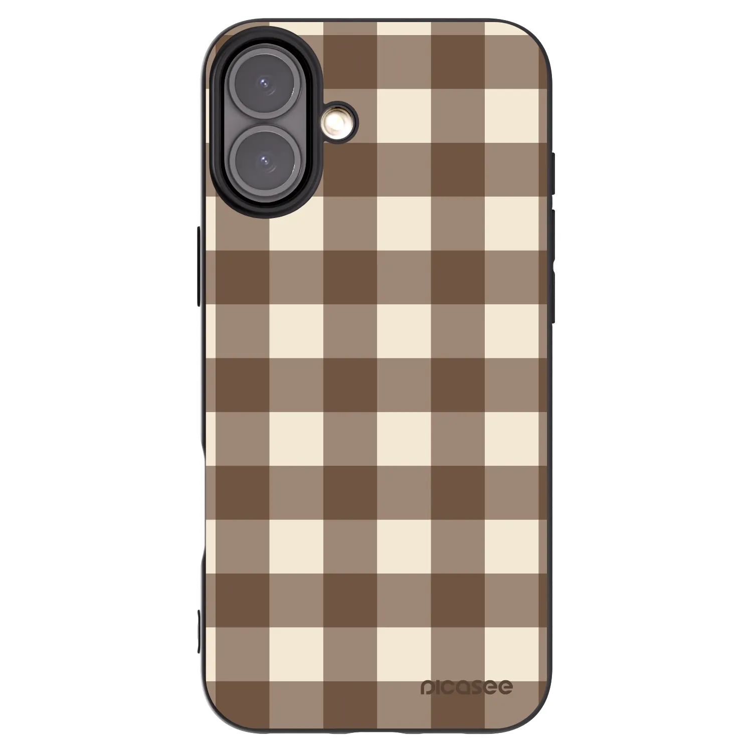 Picasee silikonski črni ovitek za Apple iPhone 16 Plus - Brown grid