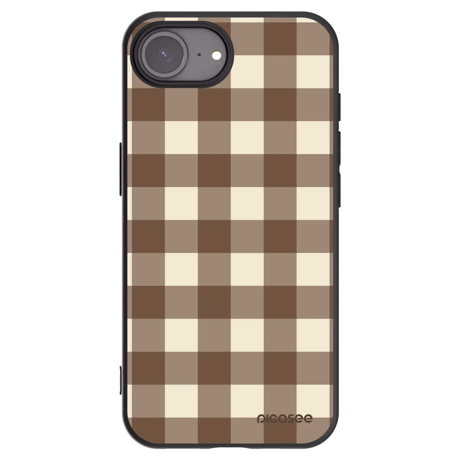 Picasee silikonski črni ovitek za Apple iPhone 16e - Brown grid