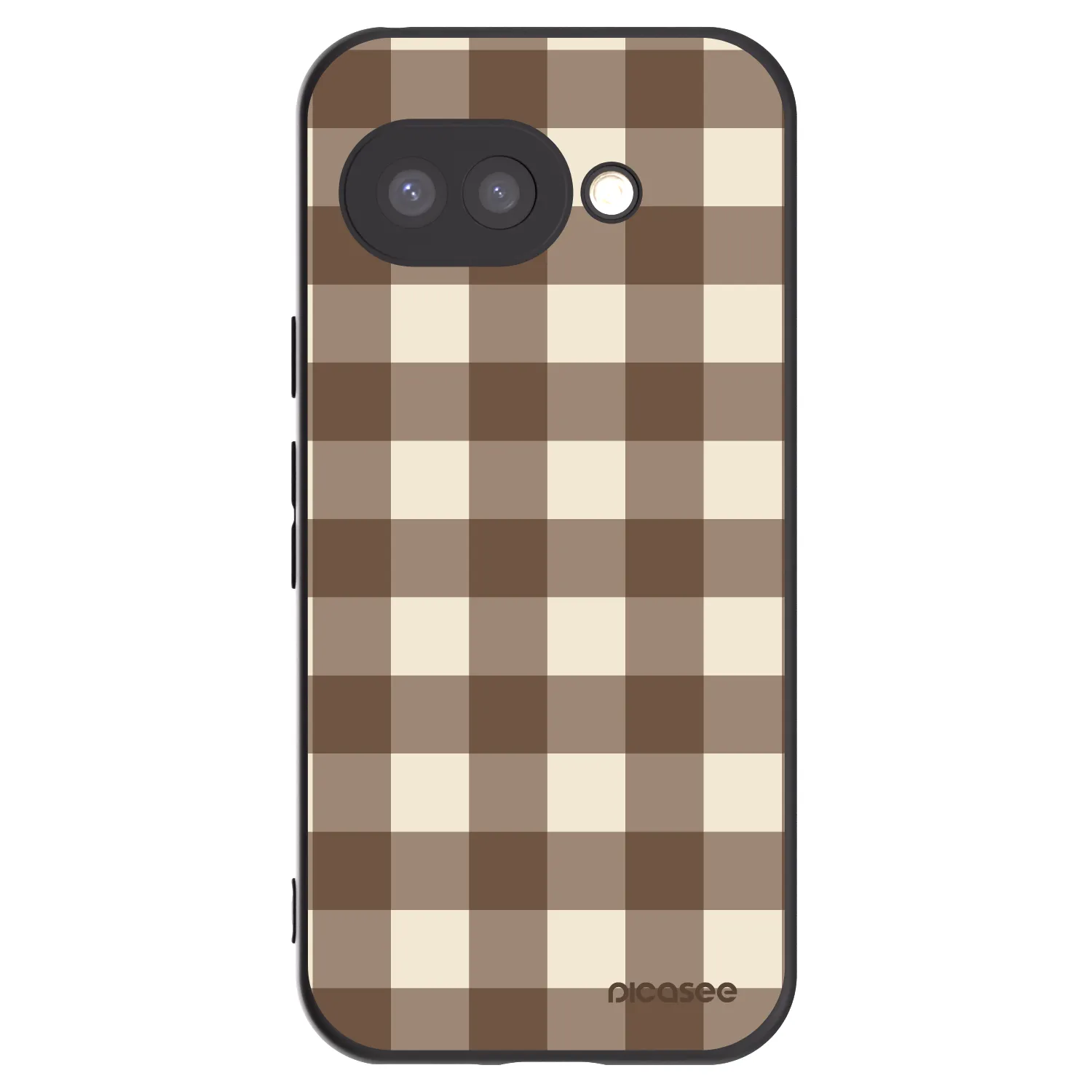 Picasee silikonski črni ovitek za Google Pixel 9a - Brown grid