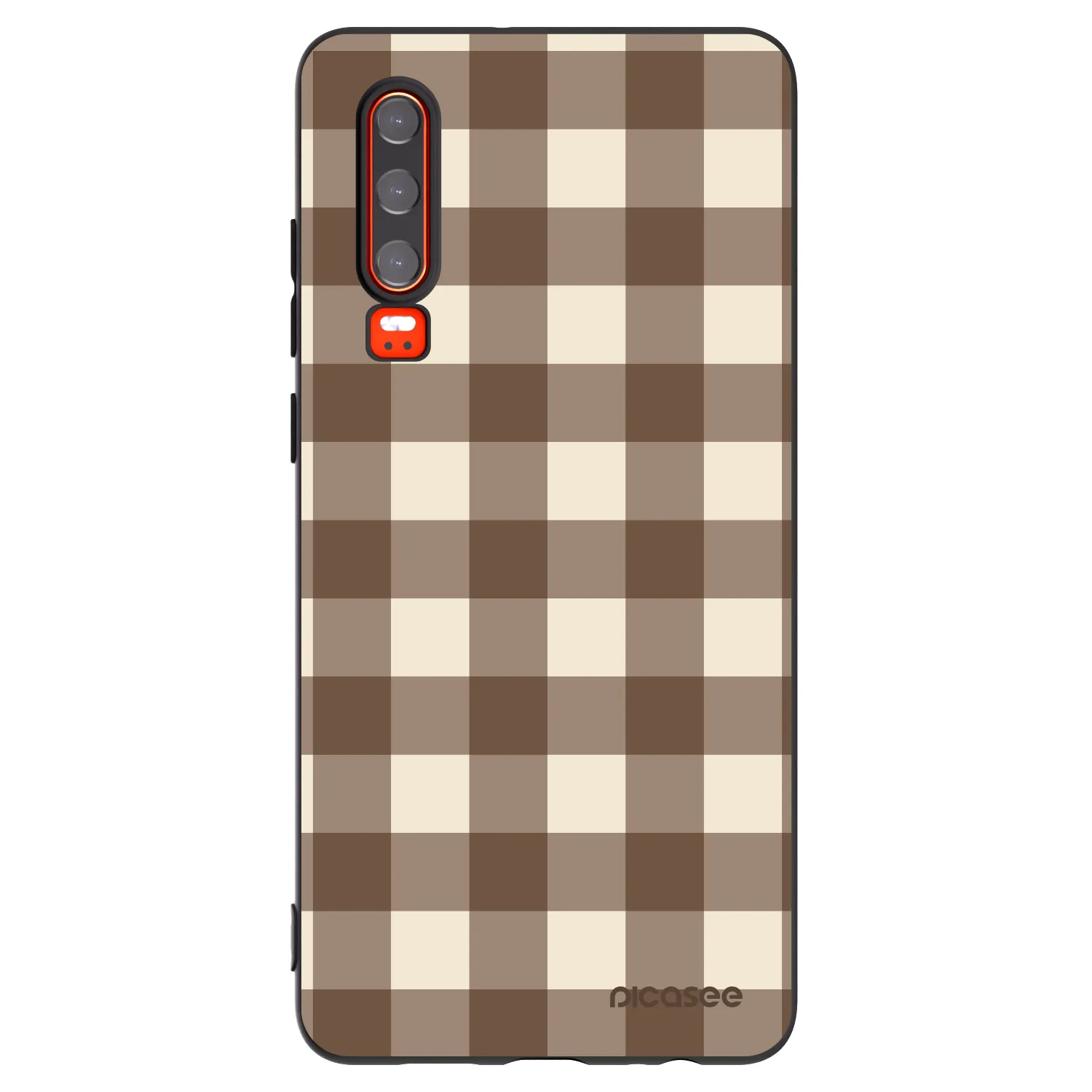Picasee silikonski črni ovitek za Huawei P30 - Brown grid