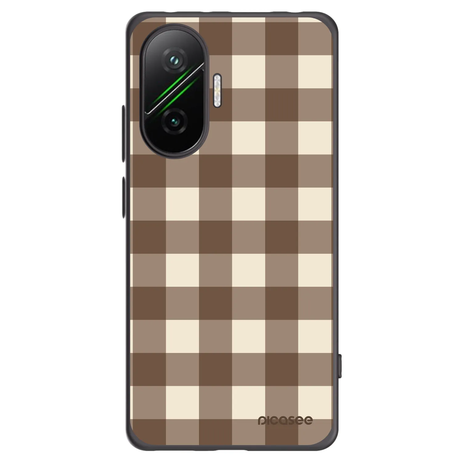 Picasee silikonski črni ovitek za Xiaomi Poco F7 5G - Brown grid