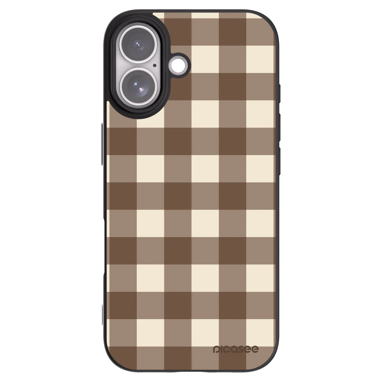 Picasee silikonski črni ovitek za Apple iPhone 17 - Brown grid