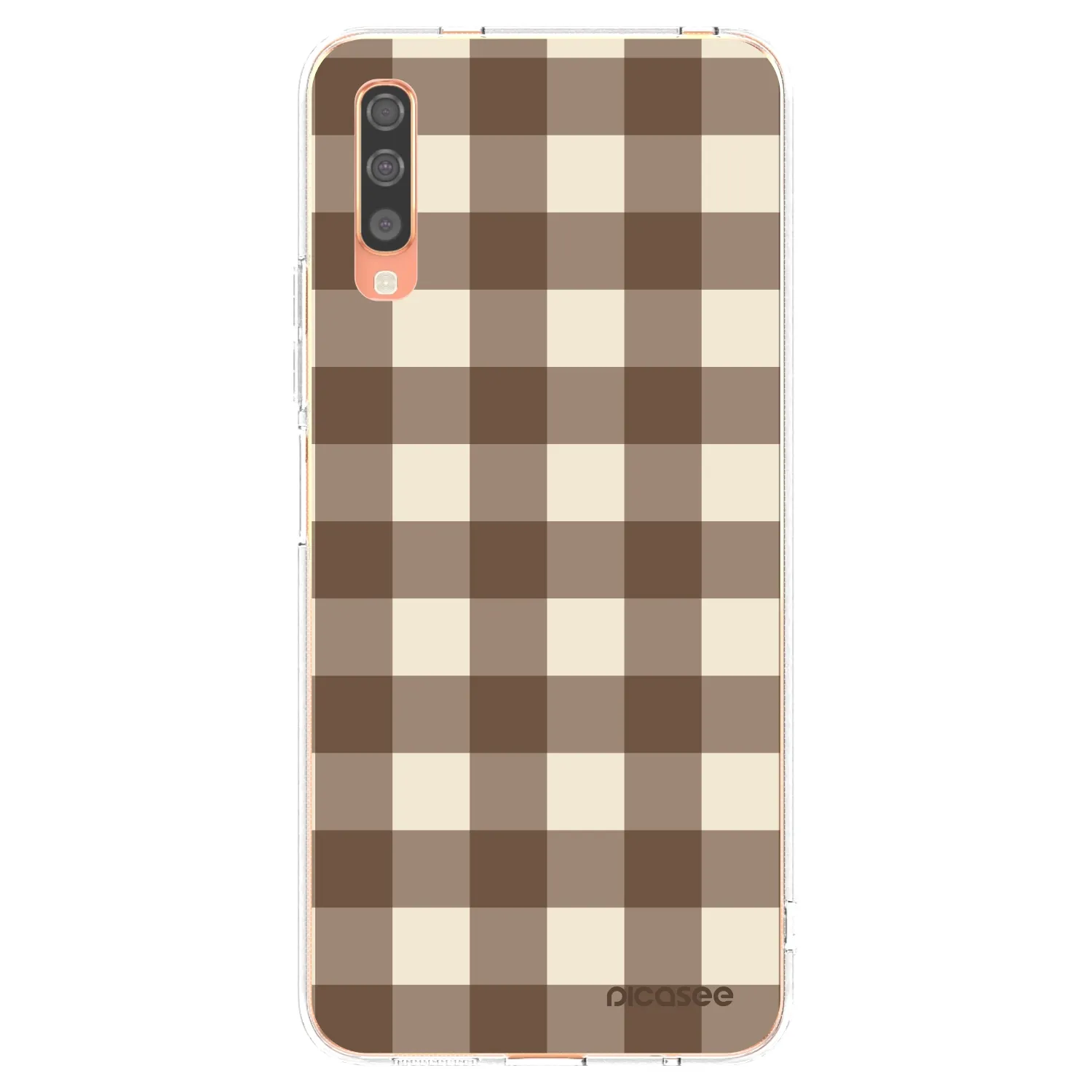 Picasee silikonski prozorni ovitek za Samsung Galaxy A70 A705F - Brown grid