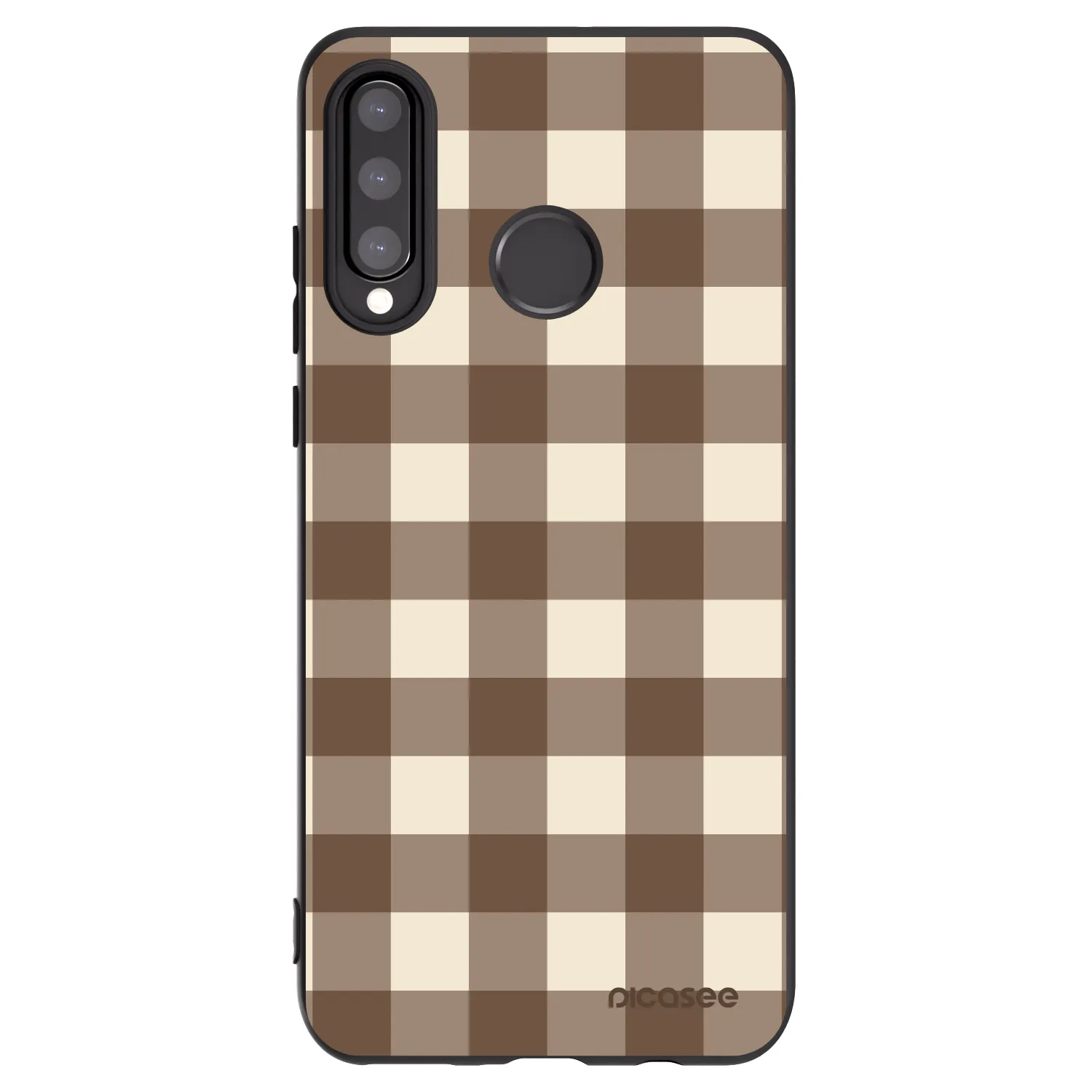Picasee silikonski črni ovitek za Huawei P30 Lite - Brown grid