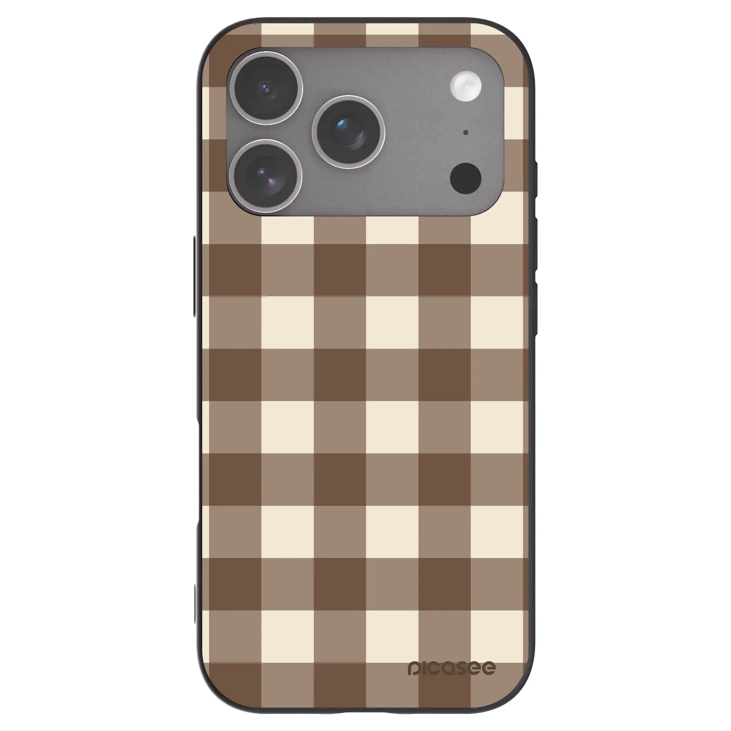 Picasee silikonski črni ovitek za Apple iPhone 18 Pro - Brown grid