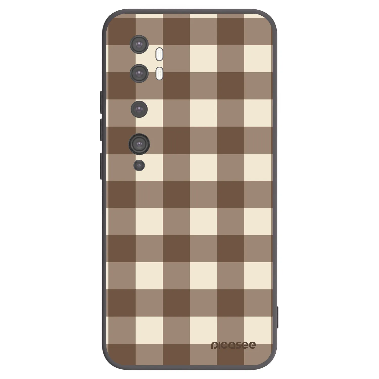 Picasee silikonski črni ovitek za Xiaomi Mi Note 10 (Pro) - Brown grid