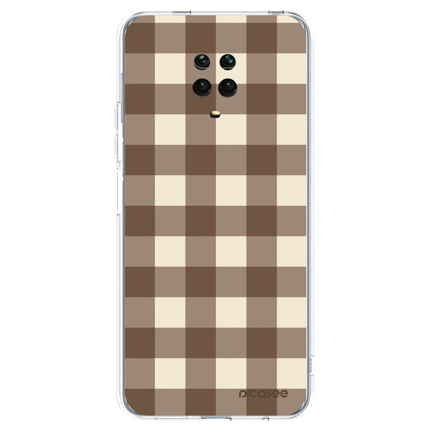 Picasee silikonski prozorni ovitek za Xiaomi Redmi Note 9 Pro - Brown grid
