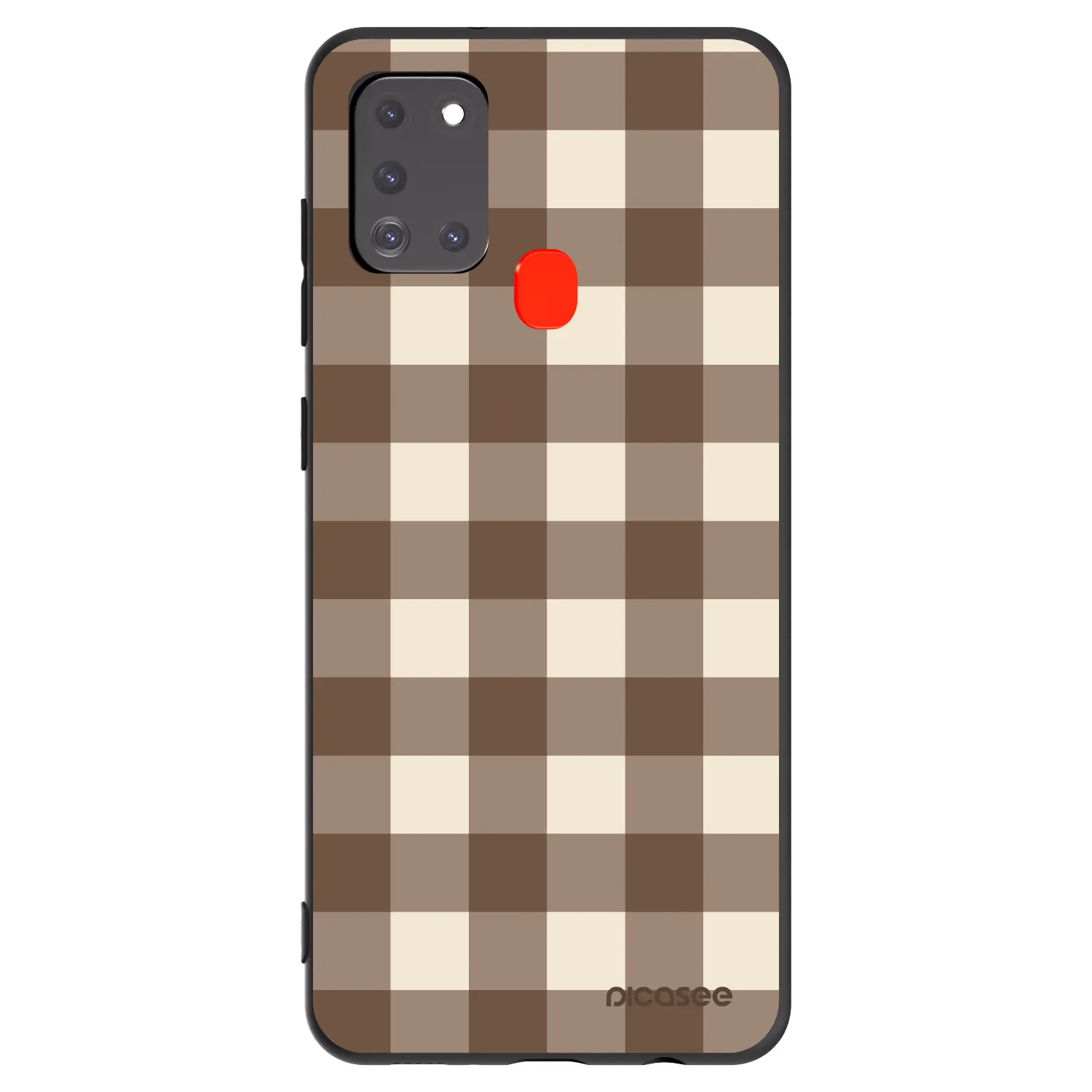 Picasee silikonski črni ovitek za Samsung Galaxy A21s - Brown grid