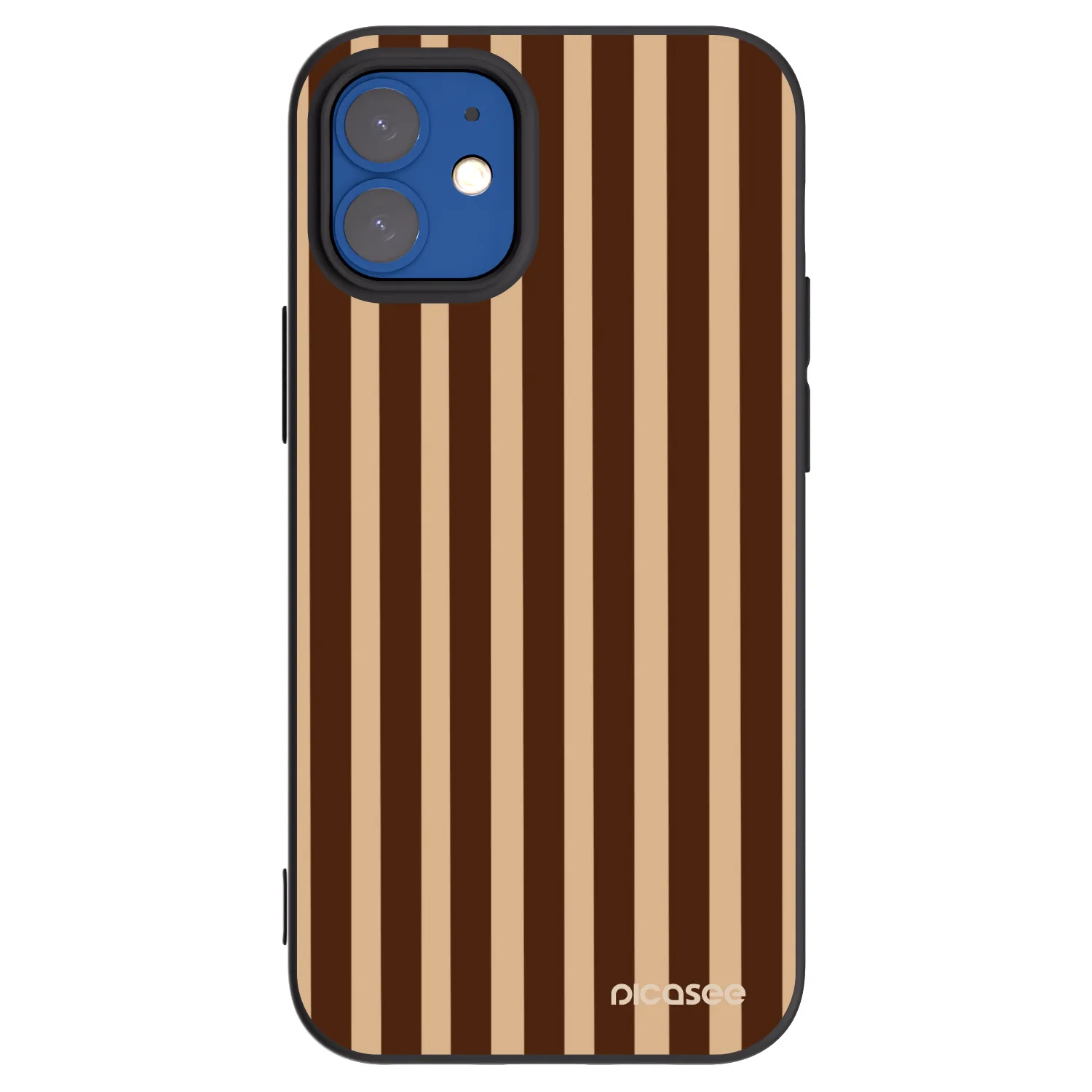 Picasee silikonski črni ovitek za Apple iPhone 12 mini - Brown lines