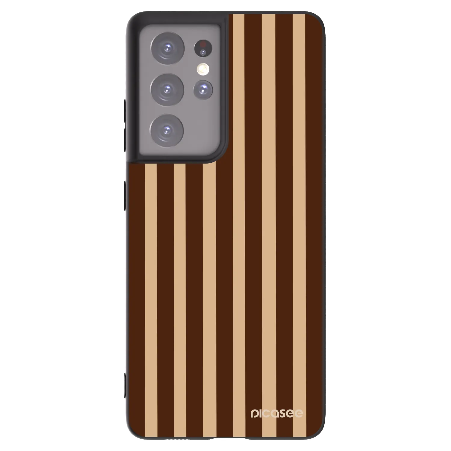 Picasee silikonski črni ovitek za Samsung Galaxy S21 Ultra 5G G998B - Brown lines