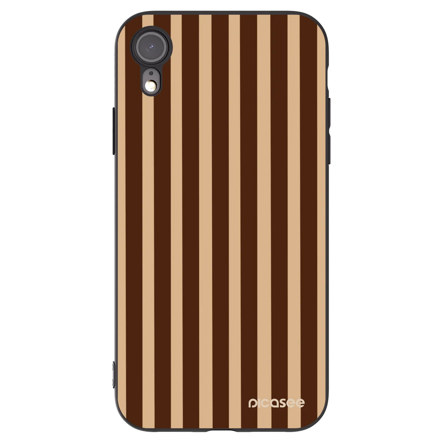 Picasee silikonski črni ovitek za Apple iPhone XR - Brown lines