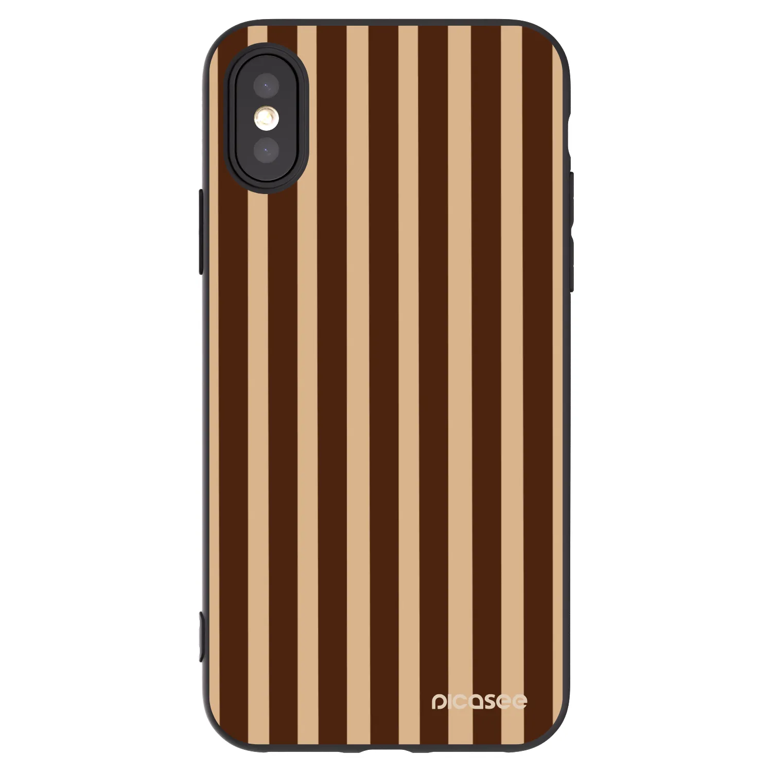 Picasee silikonski črni ovitek za Apple iPhone X/XS - Brown lines
