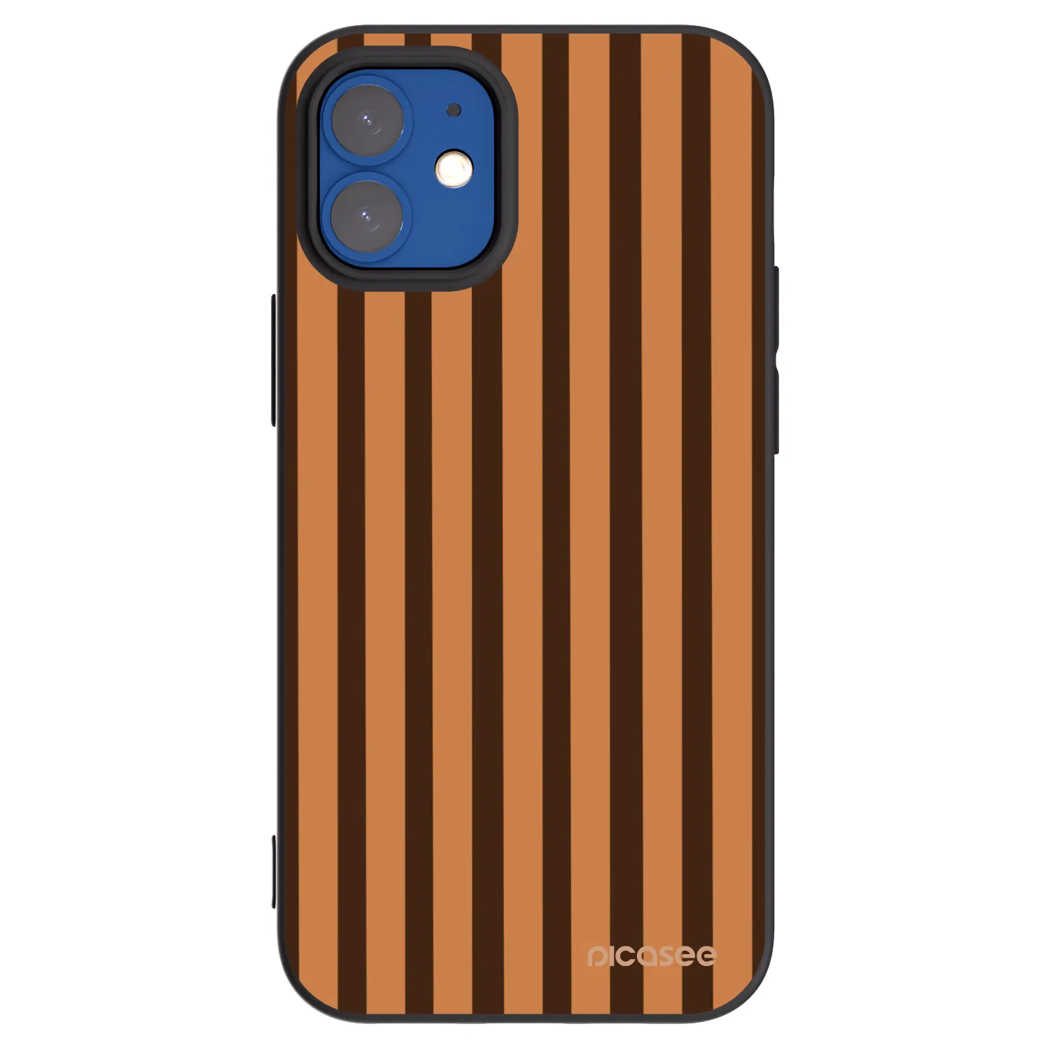 Picasee silikonski črni ovitek za Apple iPhone 12 mini - Caramel lines