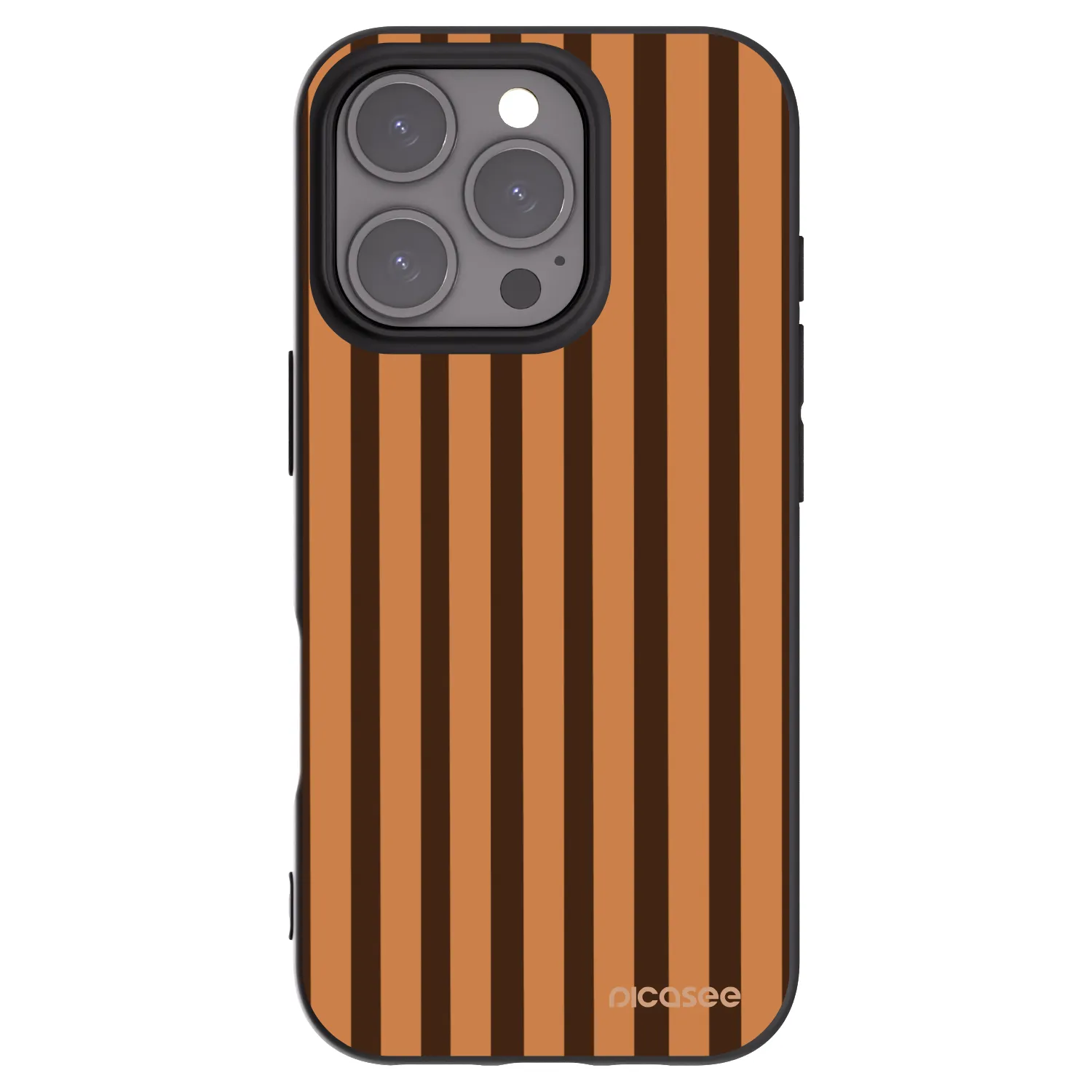 Picasee silikonski črni ovitek za Apple iPhone 16 Pro - Caramel lines