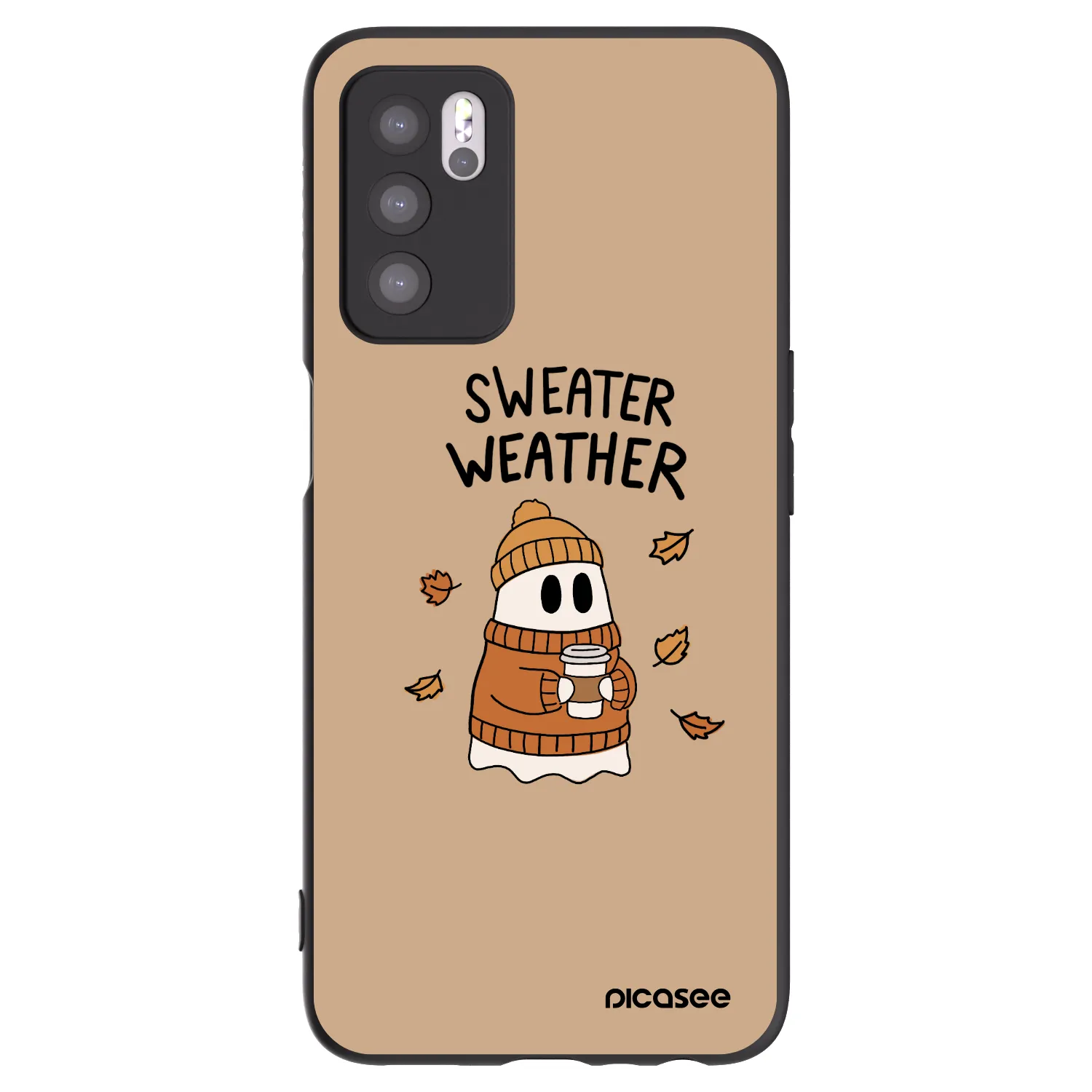 Picasee silikonski črni ovitek za OPPO A16s - Sweater ghost