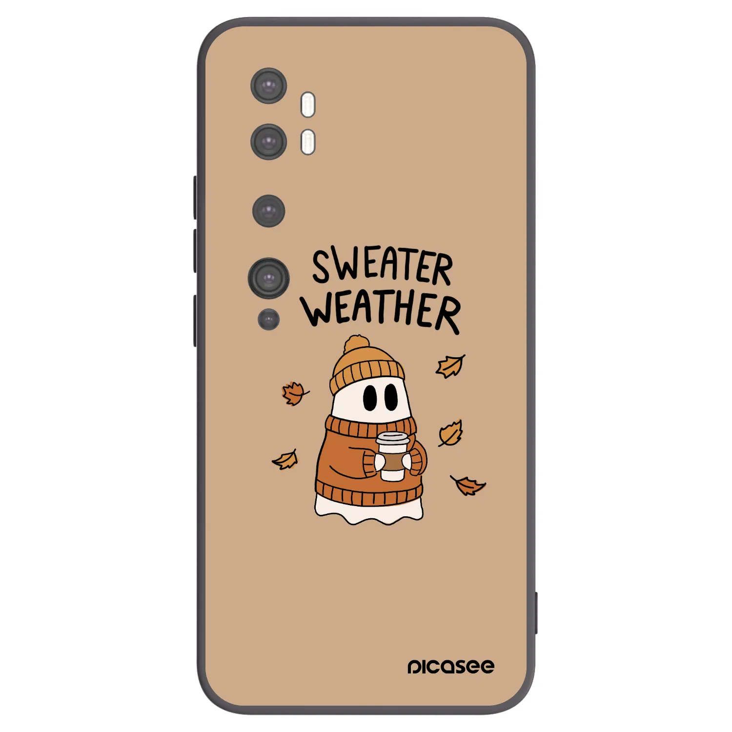 Picasee silikonski črni ovitek za Xiaomi Mi Note 10 (Pro) - Sweater ghost