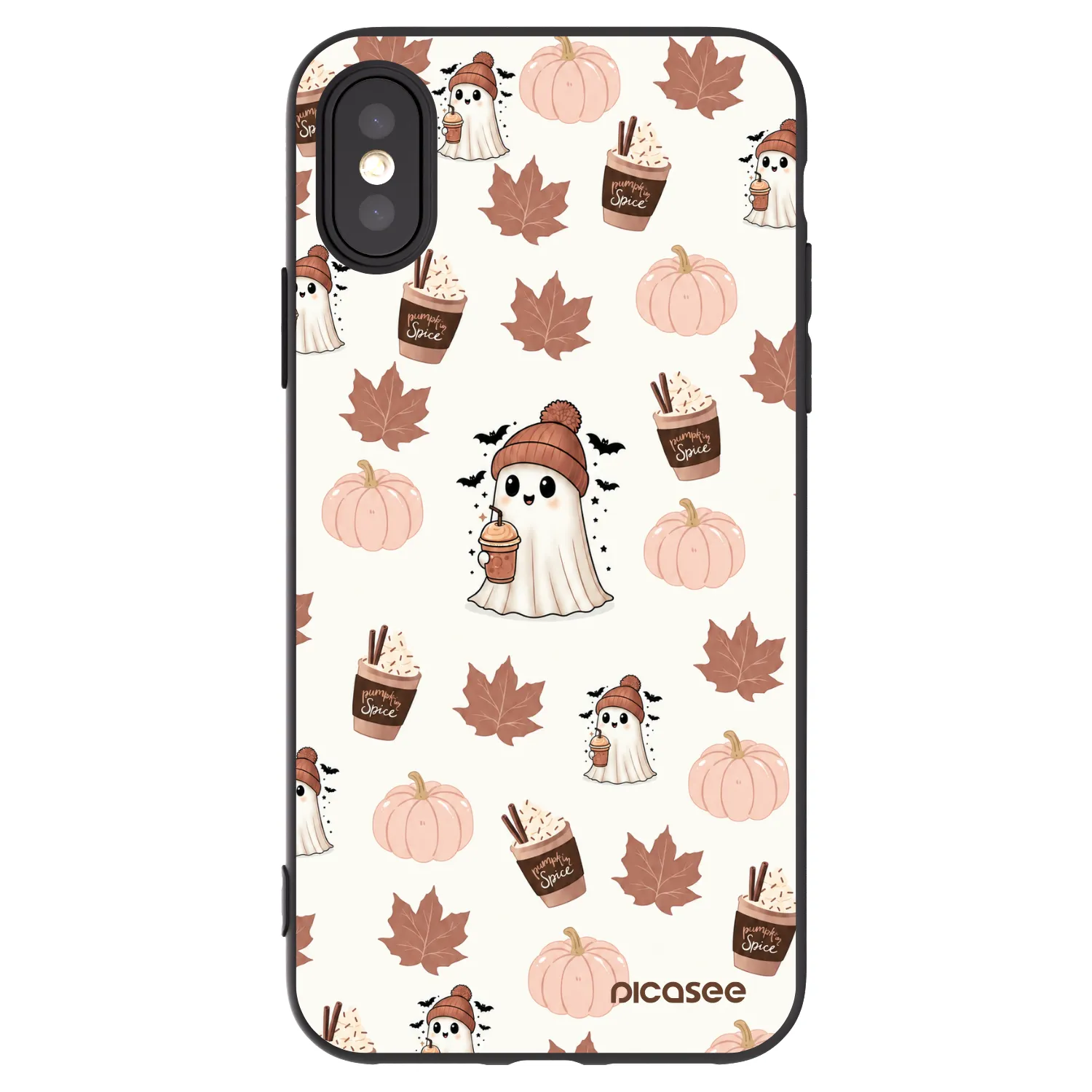 Picasee silikonski črni ovitek za Apple iPhone X/XS - Pumpkin spice