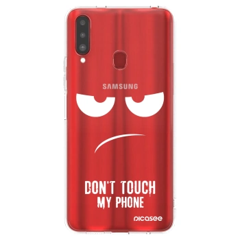 Picasee silikonski prozorni ovitek za Samsung Galaxy A20s - Don't Touch My Phone